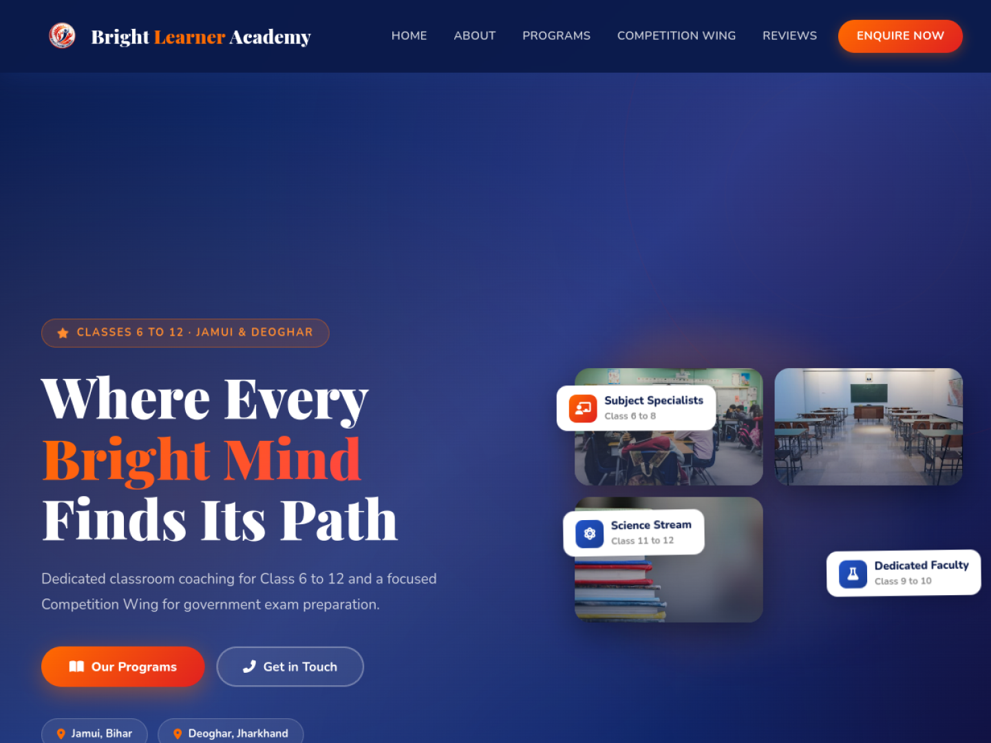 Bright Learner Academy website homepage