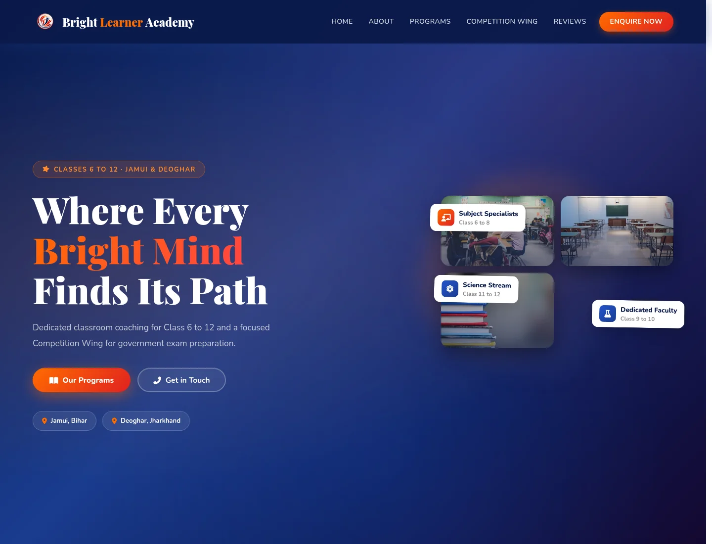 Bright Learner Academy website homepage